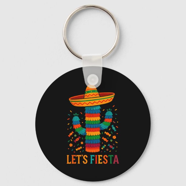 Cinco de mayo mexican cactus party funny letsCinco Keychain (Front)