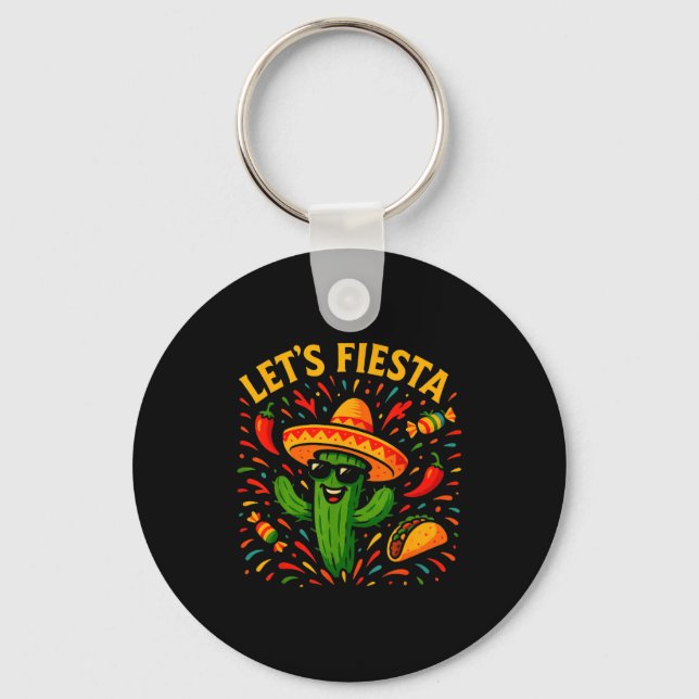 Cinco de mayo mexican cactus party funny letsCinco Keychain (Front)