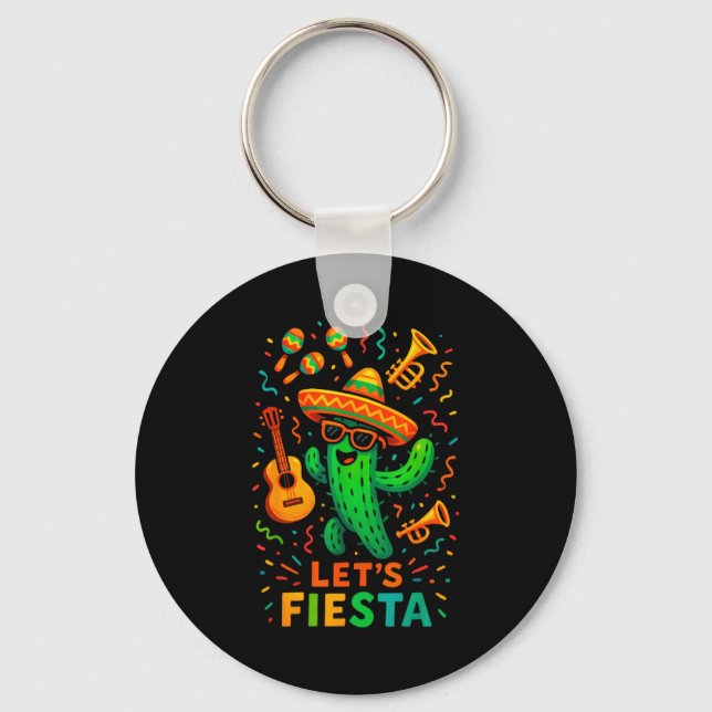Cinco de mayo mexican cactus party funny letsCinco Keychain (Front)