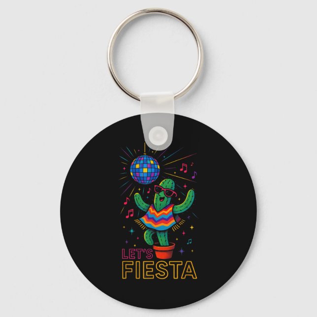 Cinco de mayo mexican cactus party funny letsCinco Keychain (Front)