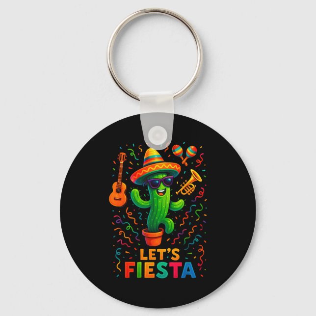 Cinco de mayo mexican cactus party funny letsCinco Keychain (Front)