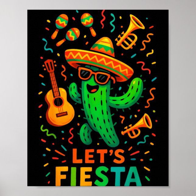 Cinco de mayo mexican cactus party funny letsCinco Poster (Front)
