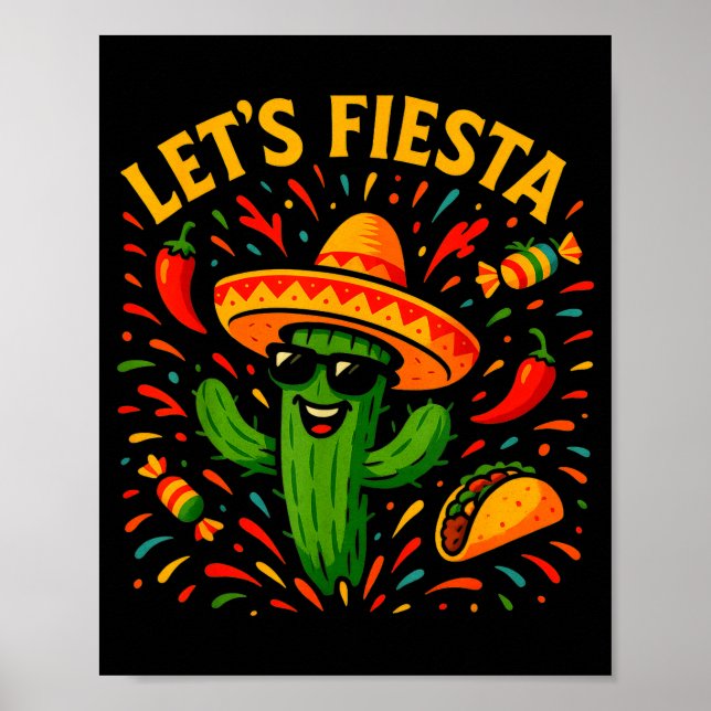 Cinco de mayo mexican cactus party funny letsCinco Poster (Front)