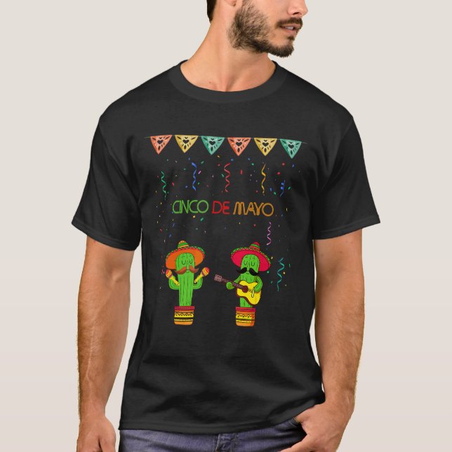 Cinco De Mayo Mexican Cactus Sing T-Shirt (Front)