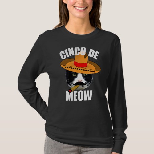 Cinco De Mayo Mexican Cat Cinco De Meow Funny Cat T_Shirt