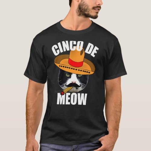 Cinco De Mayo Mexican Cat Cinco De Meow Funny Cat T_Shirt