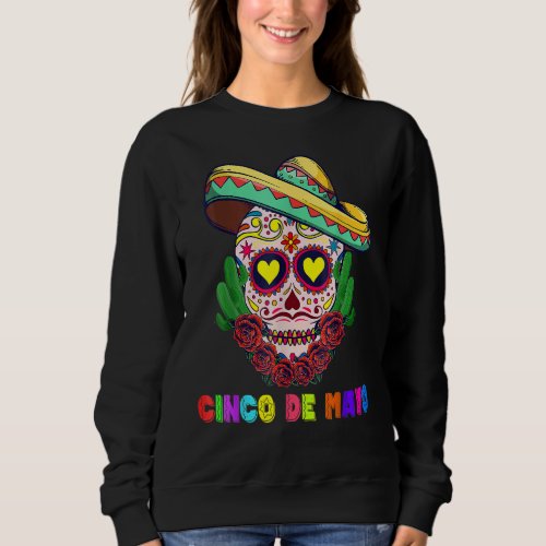 Cinco De Mayo Mexican Cross Sunglasses Skull Musta Sweatshirt