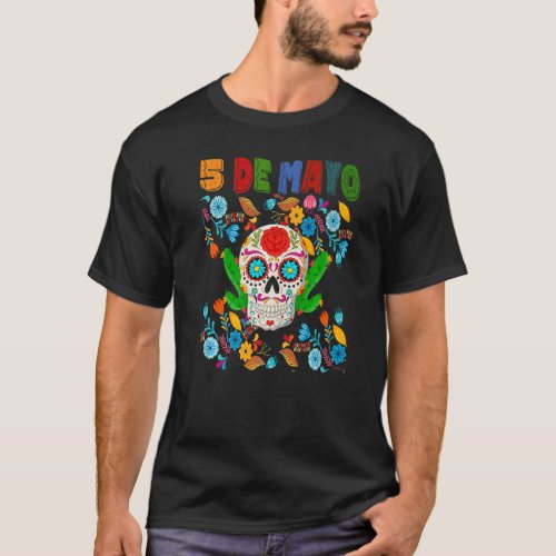 Cinco De Mayo Mexican Cross Sunglasses Skull Musta T_Shirt