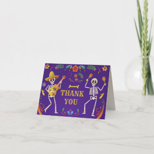 Cinco de Mayo Mexican Fiesta Dead skull Custom Letterpress Thank You Card