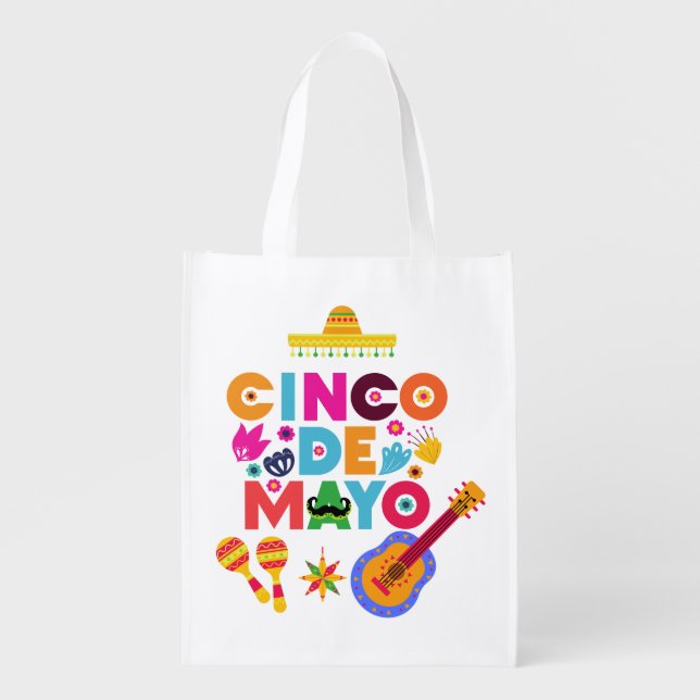 Cinco De Mayo Mexican Fiesta Party Grocery Bag (Front)