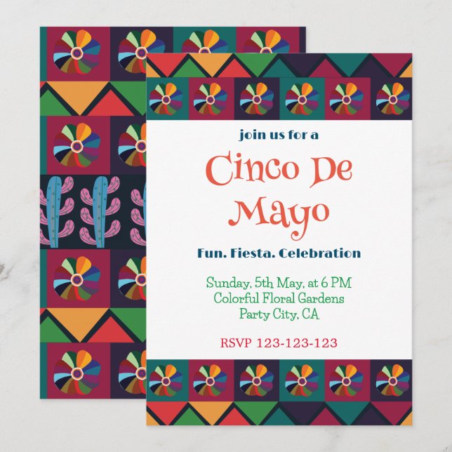 Cinco De Mayo Mexican Fiesta Party Invitation (Front/Back)