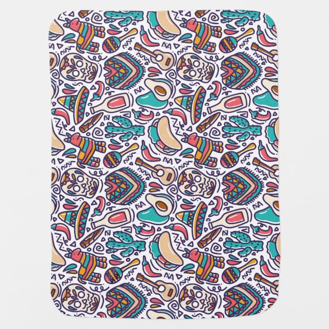 Cinco De Mayo Mexican Fiesta Seamless Pattern Baby Blanket (Front)