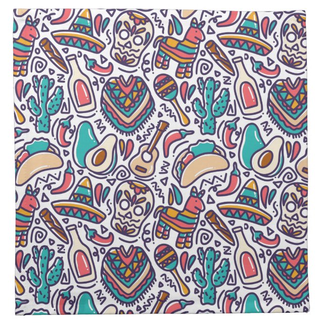 Cinco De Mayo Mexican Fiesta Seamless Pattern Cloth Napkin (Front)