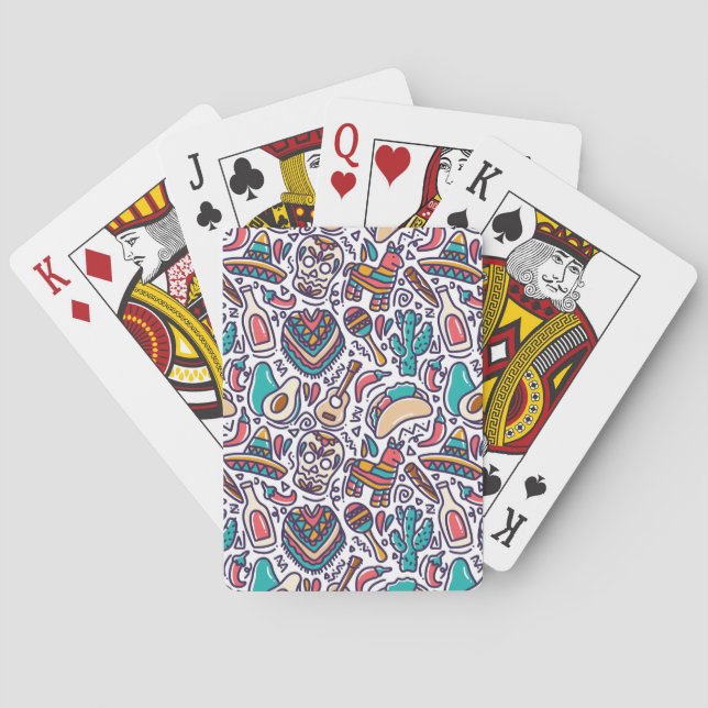 Cinco De Mayo Mexican Fiesta Seamless Pattern Poker Cards (Back)