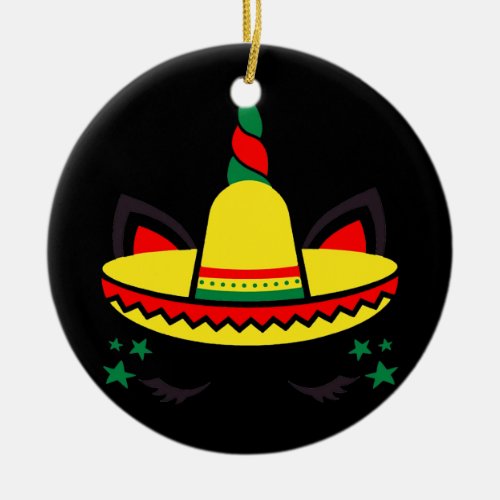 Cinco De Mayo Mexican Fiesta Unicorn Face 5 De Ceramic Ornament