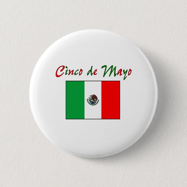 Cinco de Mayo Mexican Flag Shirt & Gifts Button (Front)
