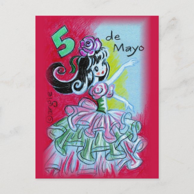 Cinco De Mayo Mexican Flamenco Dancer Postcard (Front)