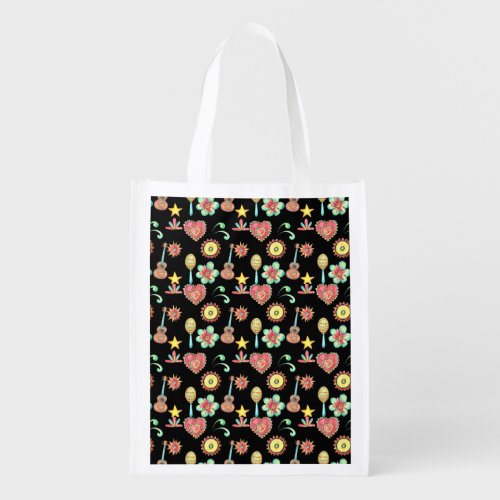 Cinco De Mayo Mexican Folk Art Pattern Grocery Bag