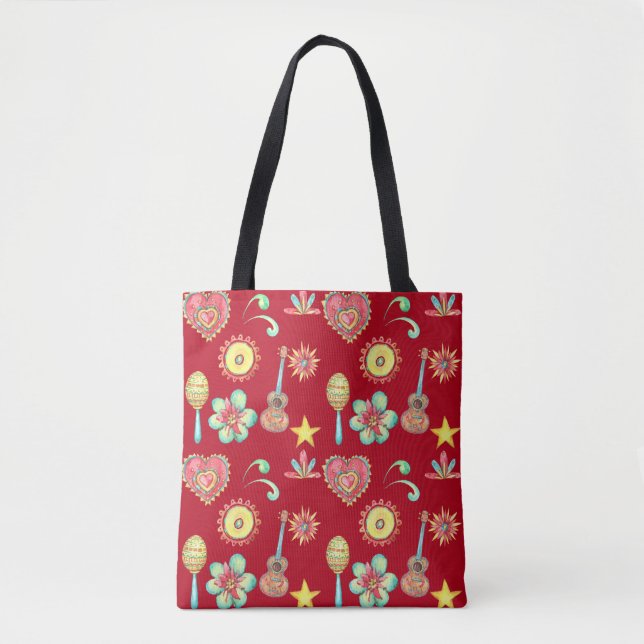 Cinco De Mayo Mexican Folk Art Pattern  Tote Bag (Front)