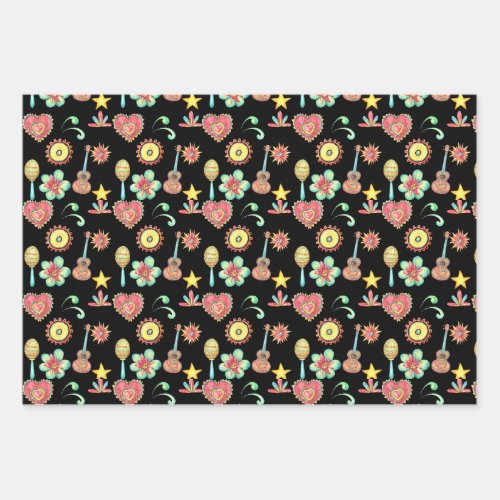 Cinco De Mayo Mexican Folk Art Pattern  Wrapping Paper Sheets