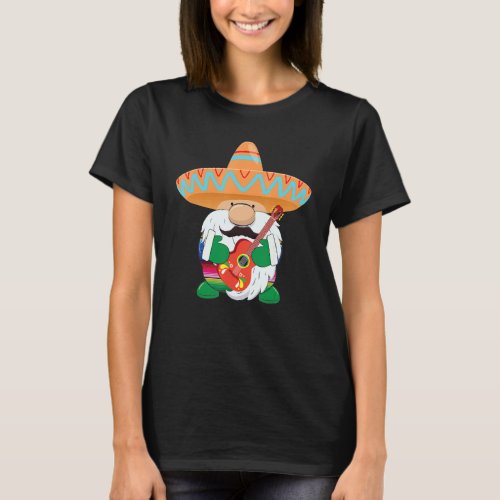 Cinco De Mayo Mexican Gnome Wearing Sombrero Holdi T_Shirt