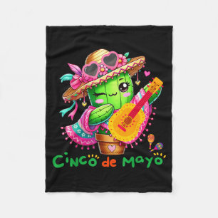 Cinco De Mayo Mexican Guitar Cactus For Men Women Fleece Blanket