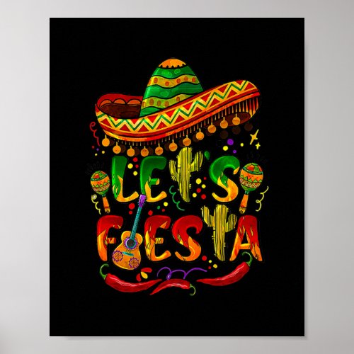 Cinco De Mayo Mexican Guitar Cactus Lets Fiesta  Poster