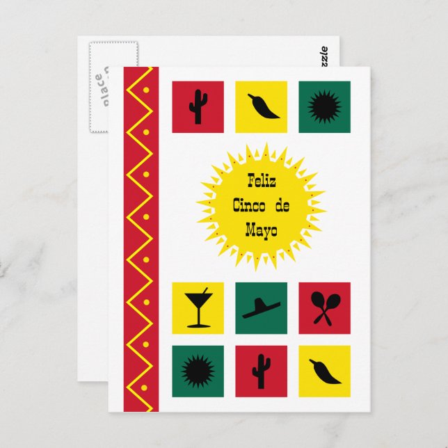 Cinco de mayo Mexican-inspired colorful Postcard (Front/Back)