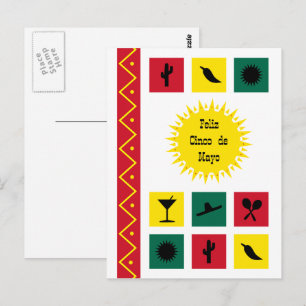Cinco de mayo Mexican-inspired colorful Postcard