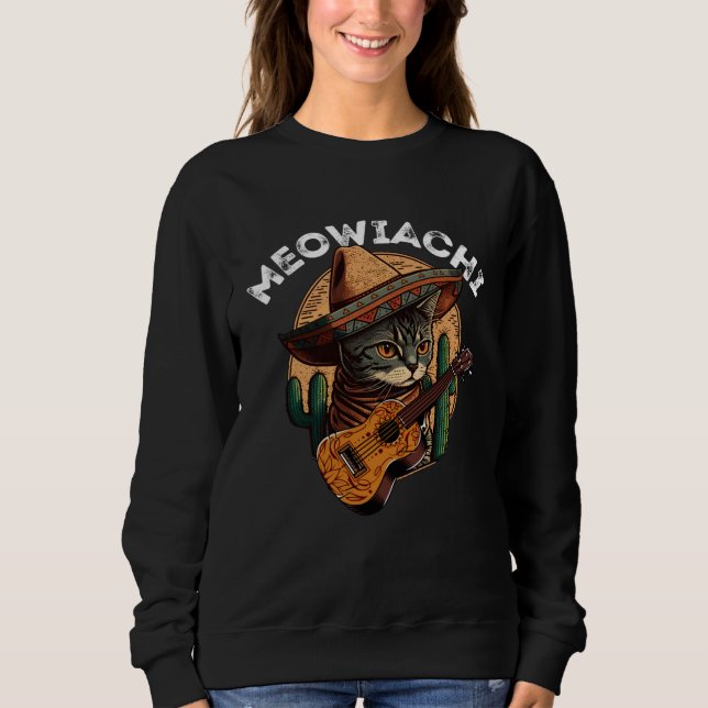 Cinco de Mayo Mexican Kitten Meowiachi Cat Sweatshirt (Front)