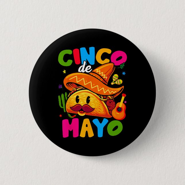 Cinco De Mayo Mexican Party Lets Fiesta Squad 5 De Button (Front)