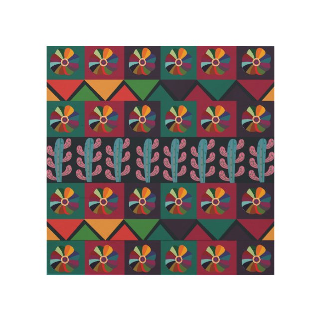 Cinco De Mayo Mexican Pattern Wood Wall Art (Front)