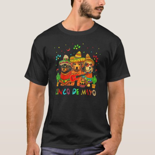 Cinco De Mayo Mexican Puppy Dog Sombrero Guitar Ca T_Shirt