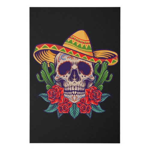 Cinco de mayo mexican skull faux canvas print