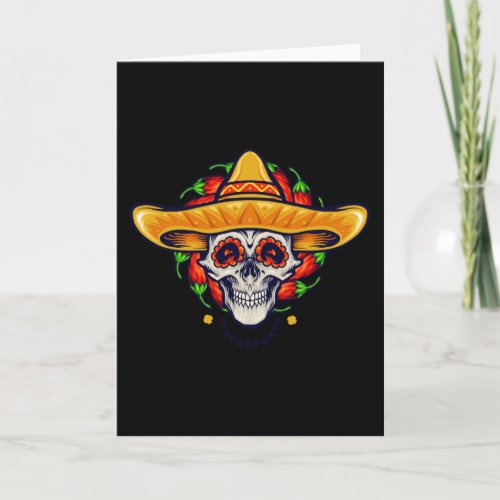 Cinco de mayo mexican skull sombrero card