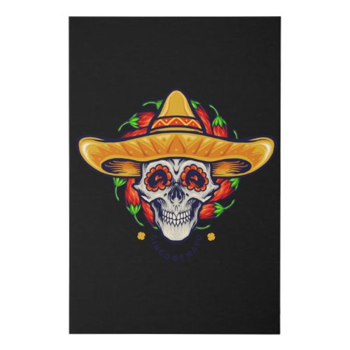 Cinco de mayo mexican skull sombrero faux canvas print