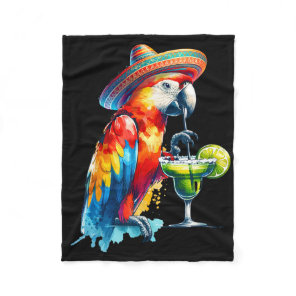 Cinco De Mayo Mexican Sombrero Parrot Drinking A M Fleece Blanket