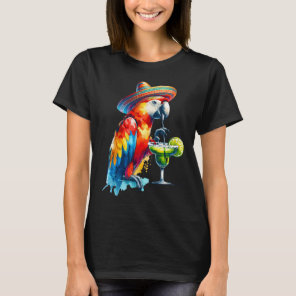 Cinco De Mayo Mexican Sombrero Parrot Drinking A M T-Shirt