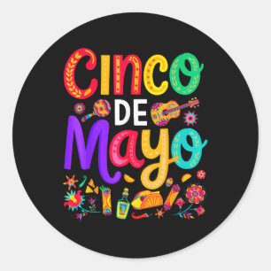 Cinco De Mayo Mexican Taco Funny 5 De Mayo Lets Fi Classic Round Sticker