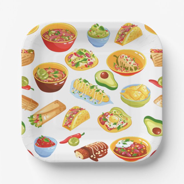 cinco de mayo mexico burrito taco tamale paper plates (Front)