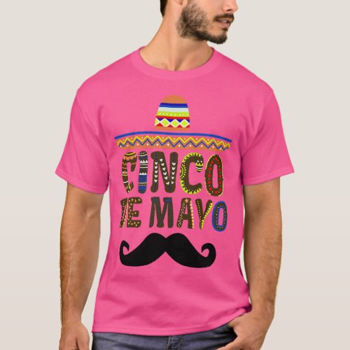 Cinco De Mayo Moustache Face Sombrero funny mousta T_Shirt