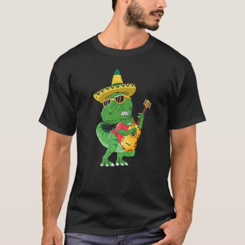 Cinco De Mayo  Music Trex Funny Dinosaur Mexican W T_Shirt