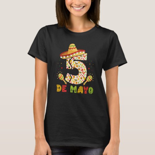 Cinco De Mayo Number 5 With Sombrero Maracas Mexic T_Shirt
