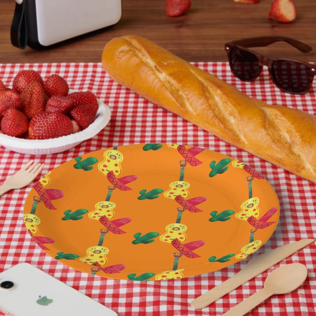 Cinco De Mayo Orange Paper Plates (Picnic)