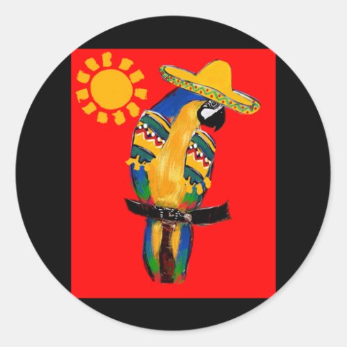 Cinco de Mayo Parrot Classic Round Sticker