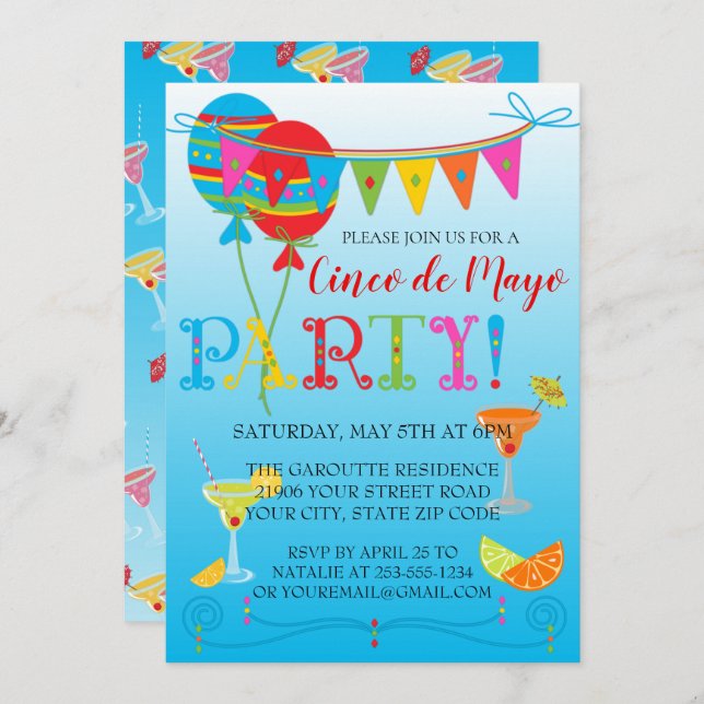 Cinco De Mayo Party Invitation (Front/Back)