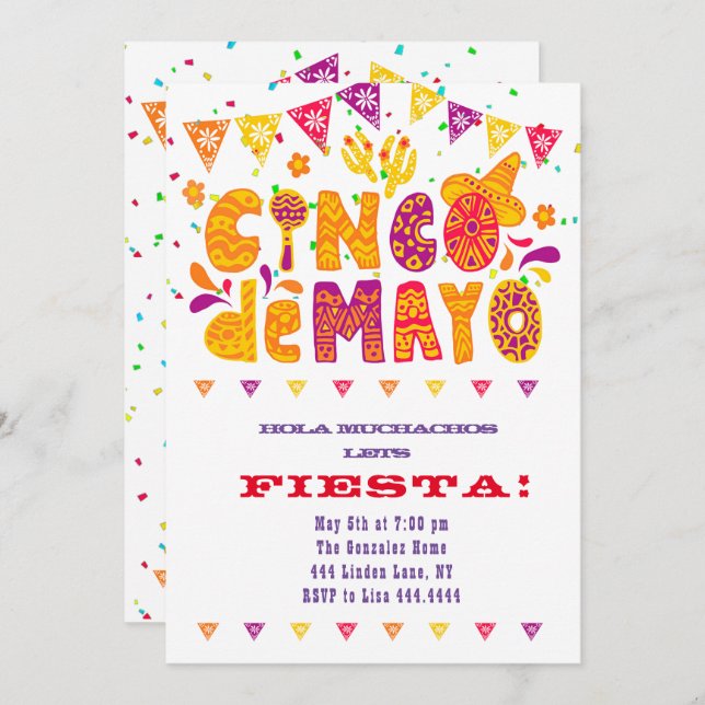 Cinco de Mayo Party Invitations (Front/Back)