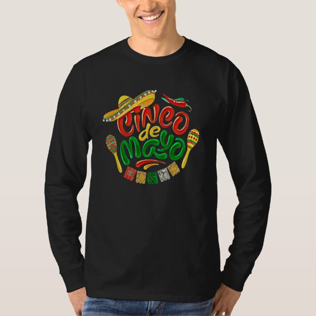 Cinco de mayo party lets fiesta mexican sombrero M T-Shirt (Front)