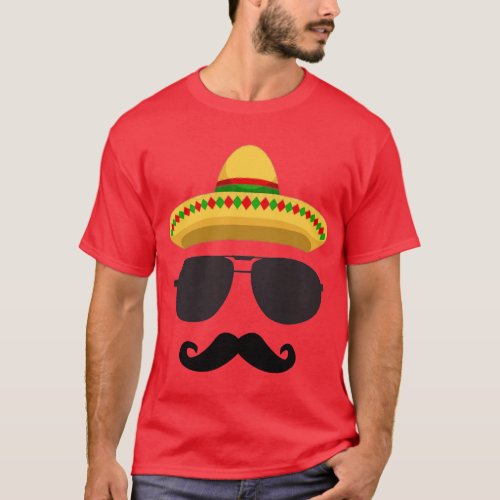Cinco de Mayo Party Mustache Face Funny Mexican  g T_Shirt