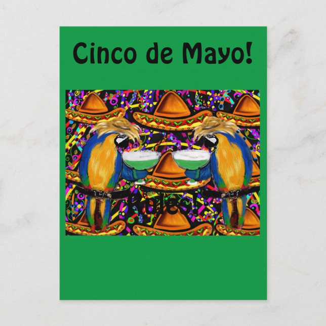 Cinco De Mayo  Party Parrot Invitation Postcard (Front)